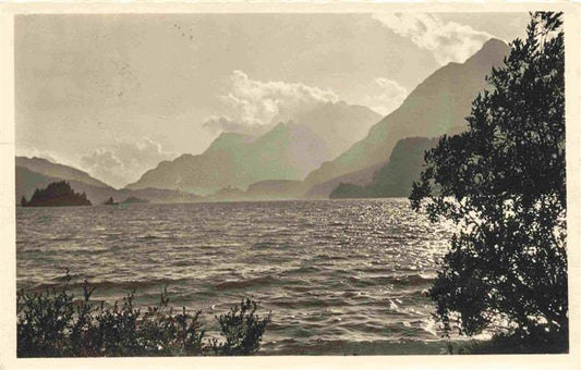 13992458 Sils_Maria_Maloja_GR Ambiance nocturne au bord du lac de Sils avec vue sur Maloja