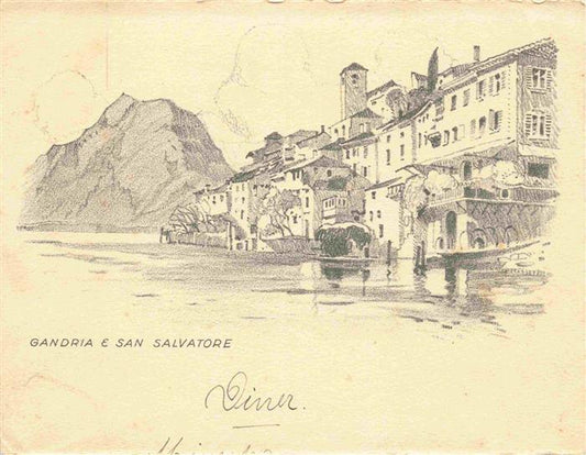 13992818 Gandria_Lago_di_Lugano et San Salvatore dessin