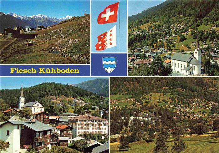 13993381 Kuehboden_2220m_Fiesch_VS Panorama Kirche Ortspartie