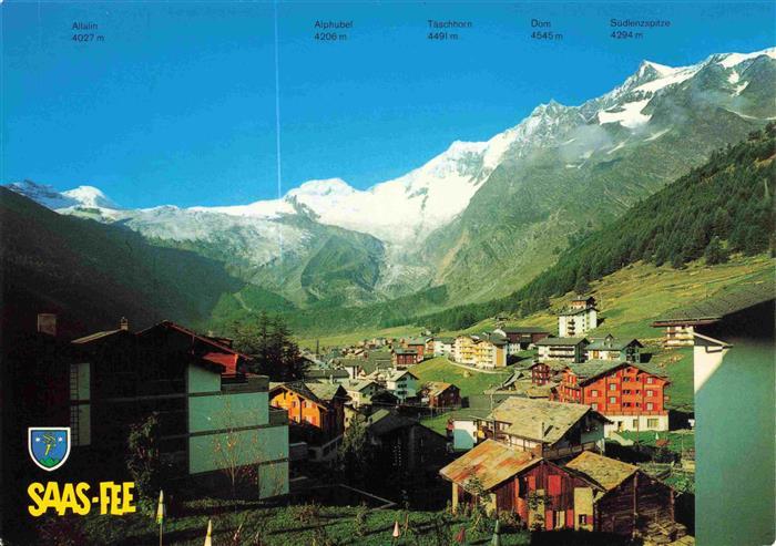 13993416 Saas-Fee_VS Vue de la ville Panorama alpin