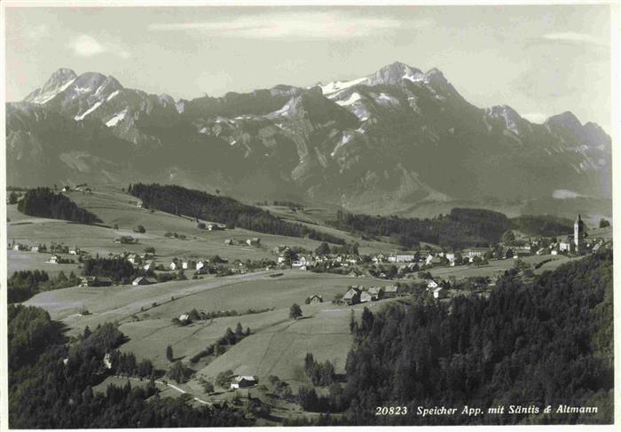 13993459 Speicher_Appenzell_AR Photo d'aviation avec Saentis et Altmann