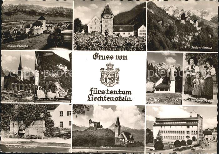 72472676 Liechtenstein  Vaduz Schloss Rotes Haus Pfarrkirche Im Steg Trachten Rh