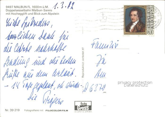 72499974 Malbun Doppelsesselbahn Alpstein