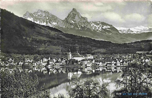 13963820 Arth__SZ Panorama Blick ueber den See gegen Mythen