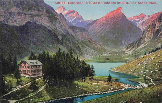 13963691 Seealpsee_1139m_Saentis_IR mit Altmann und Saentis