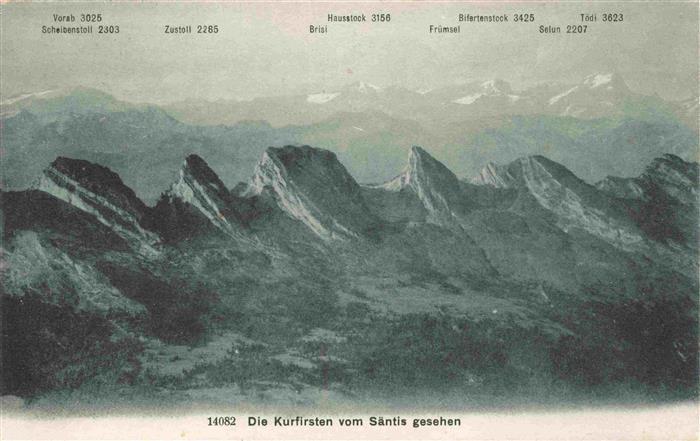 13963702 Kurfirstenkette_Churfirsten_Bergkette_SG Blick vom Saentis