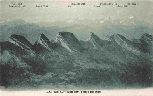 13963702 Kurfirstenkette_Churfirsten_Bergkette_SG Blick vom Saentis