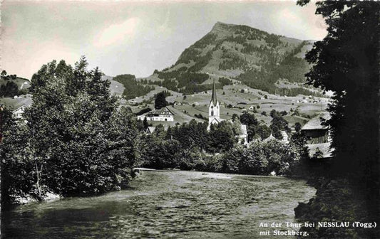 13965479 Nesslau_Toggenburg_SG Partie an der Thur Blick zum Stockberg