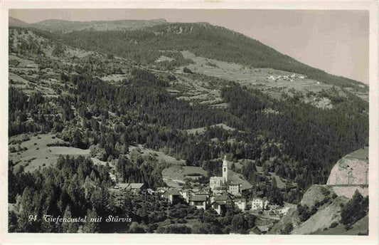 13965483 Tiefencastel_GR Panorama Blick gegen Stuervis