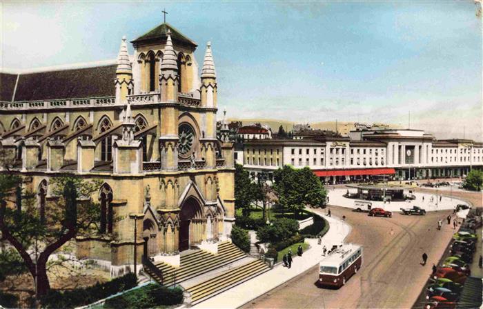 13969157 GENEVE_Genf_GE Eglise Notre Dame Place et gare de Cornavin