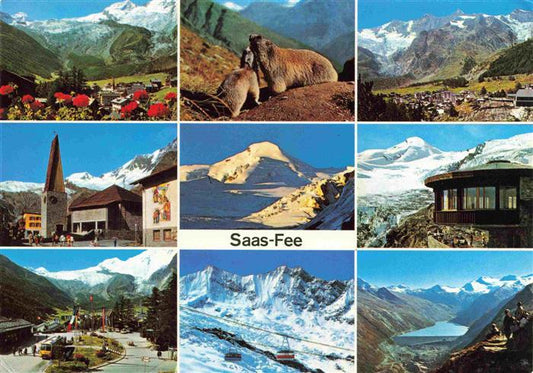 13969787 Saas-Fee_VS Vue partielle sur la marmotte du domaine de sports d'hiver des Alpes valaisannes