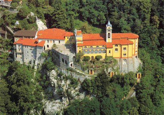 13971468 Orselina_TI Santuario Madonna del Sasso Fliegeraufnahme