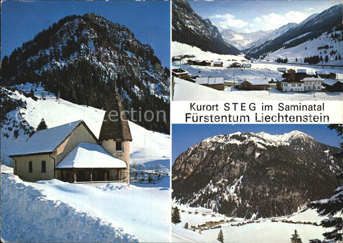 72579469 Steg Liechtenstein Panorama Saminatal Kapelle Alpen