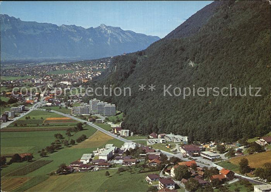 72579476 Vaduz Panorama Ansicht von Sueden mit Meierhof Alpen Fliegeraufnahme