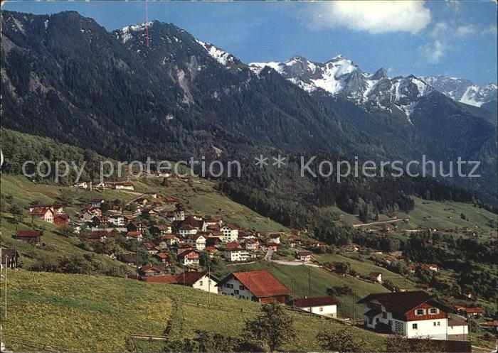 72579517 Triesenberg Walsersiedlung mit Rappenstein Falknis Alpen