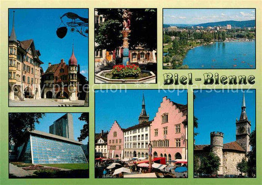 12646187 Biel Bienne Marktplatz Brunnen Denkmal Panorama Schloss