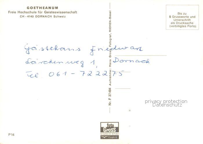 13745235 Dornach SO Fliegeraufnahme Goetheanum Freie Hochschule f. Geisteswissen