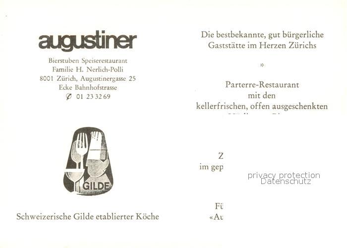 13742131 Zuerich ZH Augustiner Bierstuben Speiserestaurant