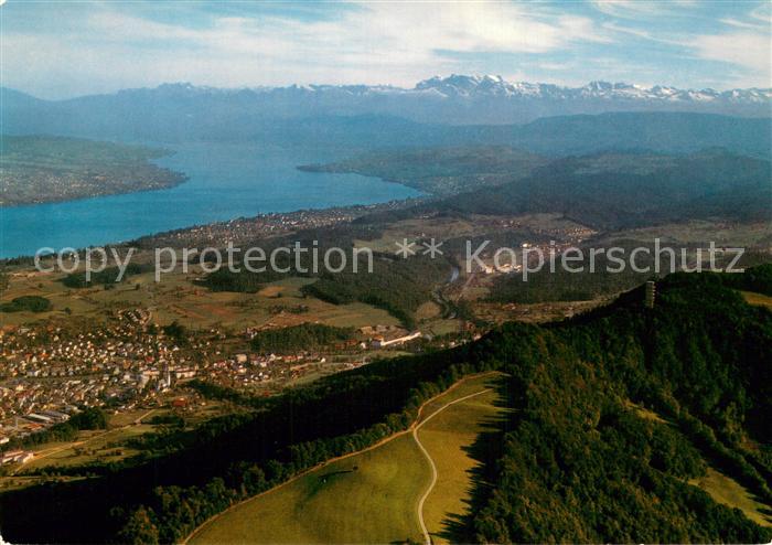 13742061 Felsenegg Blick auf die Alpen mit Luftseilbahn Adliswil Fliegeraufnahme