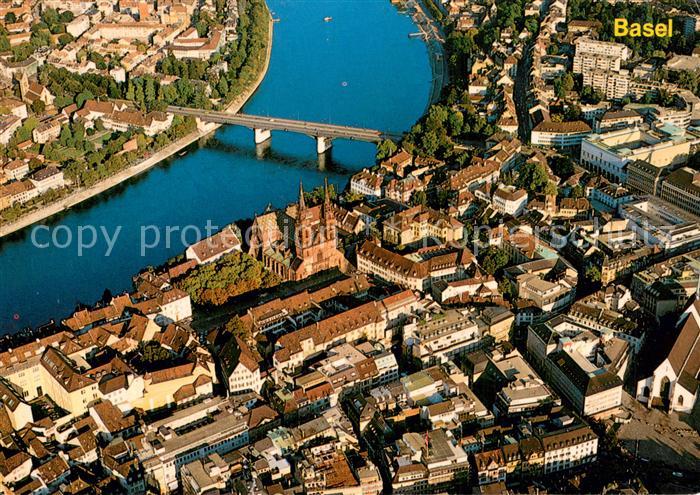 13744972 Basel BS Fliegeraufnahme mit Rhein und Muenster