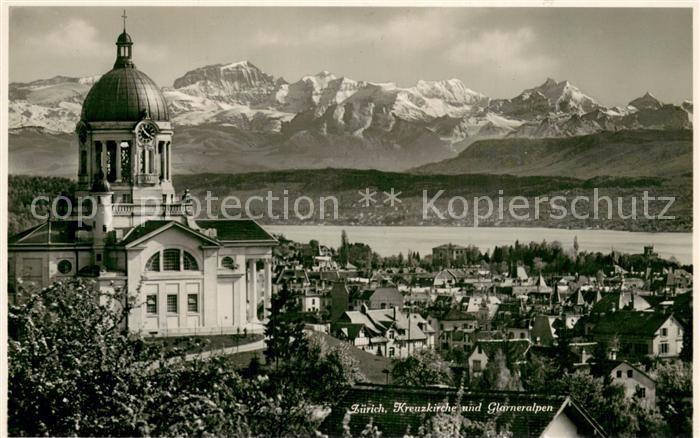 13755632 Zuerich ZH Kreuzkirche und Glarner Alpen