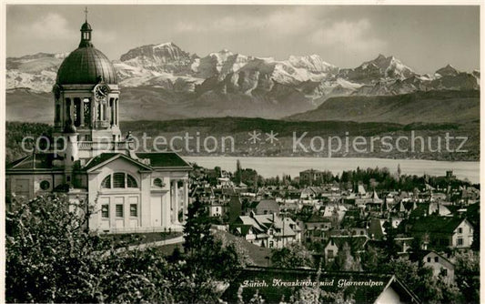 13755632 Zuerich ZH Kreuzkirche und Glarner Alpen