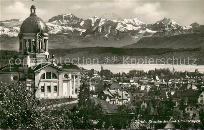 13755633 Zuerich ZH Kreuzkirche und Glarner Alpen