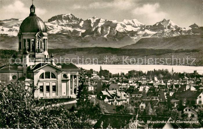 13755634 Zuerich ZH Kreuzkirche und Glarner Alpen