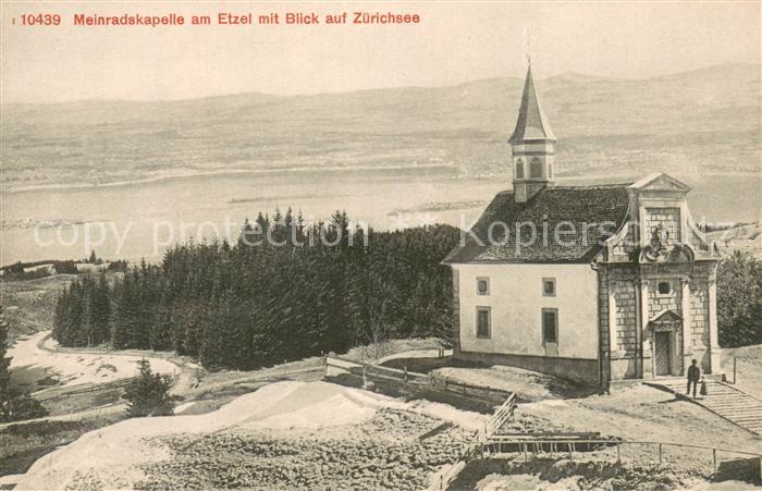 13755897 Etzel St Meinrad Meinradskapelle sur l'Etzel avec vue sur le lac de Zurich Etze