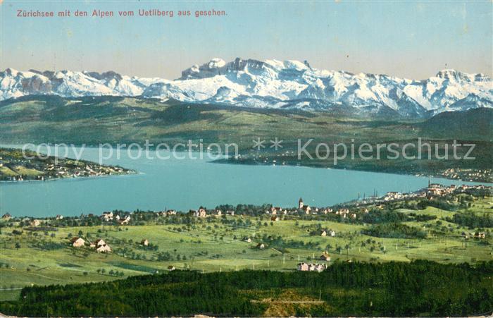 13755905 Zuerichsee ZH Blick vom Uetliberg mit Alpen