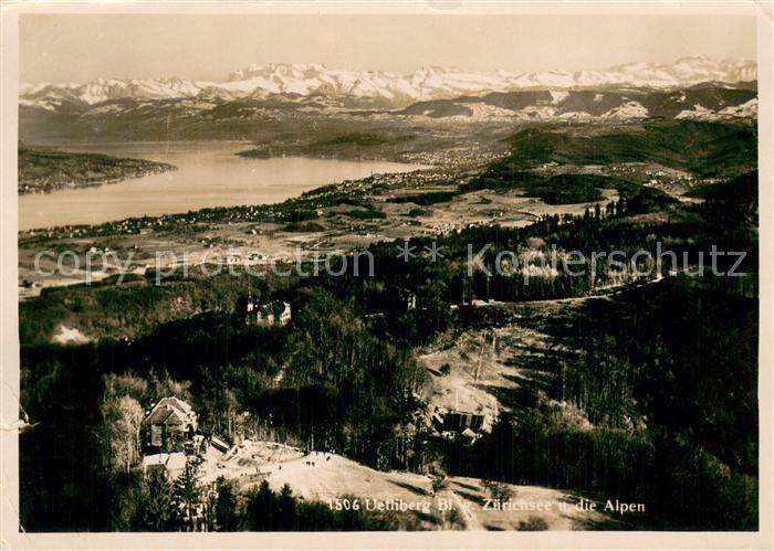 13756001 Uetliberg ZH Fliegeraufnahme mit Zuerichsee und Alpen