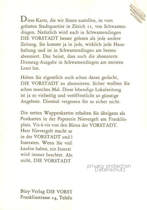 13756161 Schwamendingen Zuerich Gemeindewappen In Rot eine silberne Pflugschar o