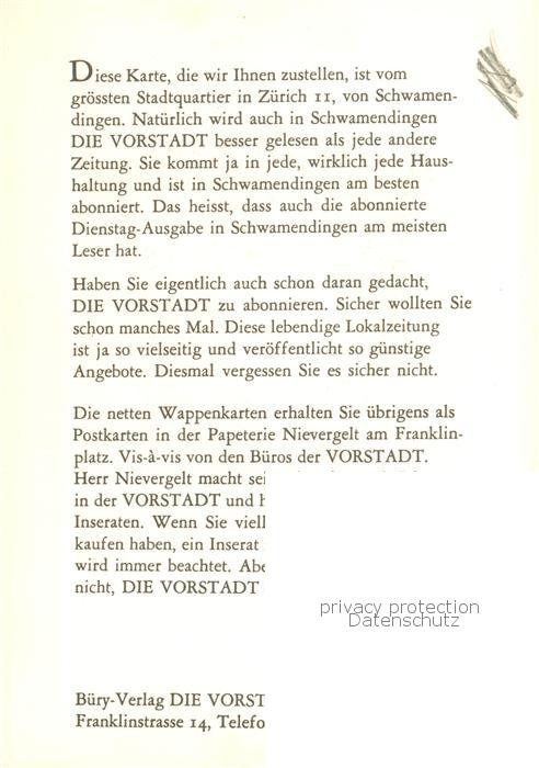 13756162 Schwamendingen Zuerich Gemeindewappen In Rot eine silberne Pflugschar o