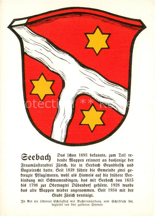 13756184 Seebach Zuerich Gemeindewappen In Rot ein silberner Schraegfluss mit Ba