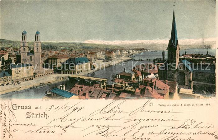 13757393 Zuerich ZH Panorama avec églises Zuerich ZH