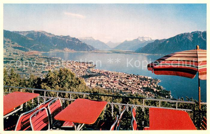 13757584 Vevey VD Vue de la terrasse du Buffet Tea Room du Mont Pelerin