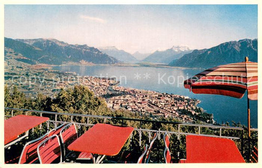 13757584 Vevey VD Vue de la terrasse du Buffet Tea Room du Mont Pelerin