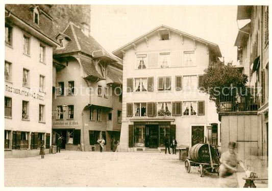 13759213 Aarau AG Platz a. Obertor m. Tagblatt-Druckerei Stierli um 1890