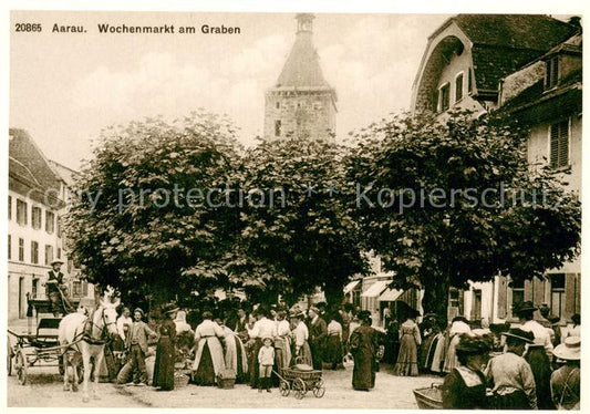 13759222 Aarau AG Wochenmarktam Graben um 1890