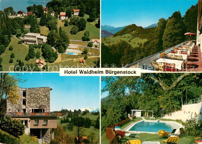 13765773 Buergenstock Vierwaldstaettersee Fliegeraufnahme Hotel Waldheim Terrass