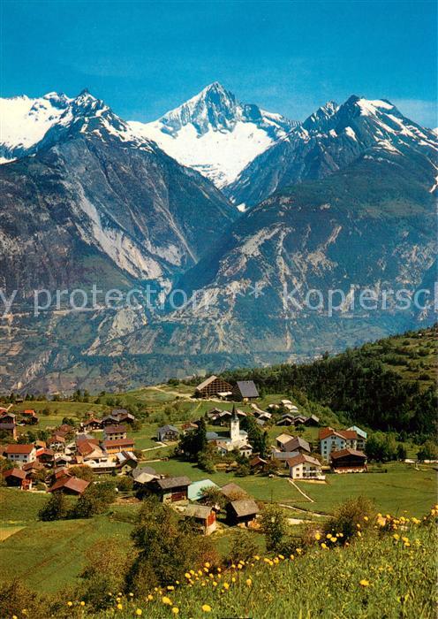 13772564 Unterbaech VS Fliegeraufnahme mit Bietschhorn