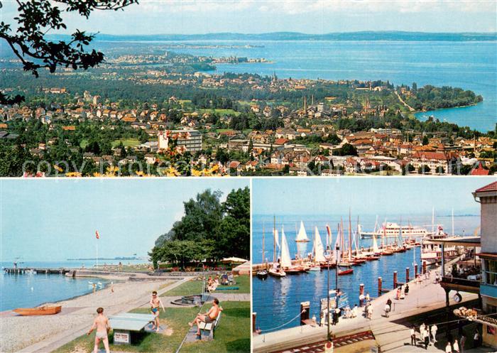 13773411 Rorschach Bodensee SG Blick auf die Seebuchten Strandbad und Hafen