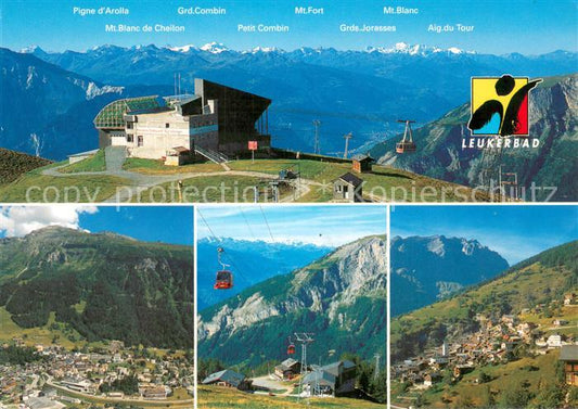 13774734 Leukerbad VS Rinderhuette Fliegeraufnahme Seilbahn Panorama