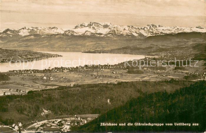 13780990 Uetliberg ZH Blick auf Zuerichsee und Glaernischgruppe