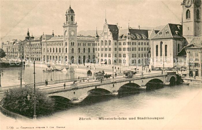 13781387 Zuerich ZH Muensterbruecke und Stadthausquai