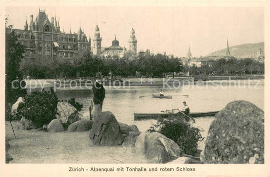 13781406 Zuerich ZH Alpenquai avec Tonhalle et château rouge Zuerich ZH