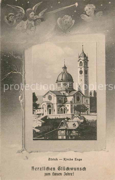 13781809 Zuerich ZH Église Enge Carte du Nouvel An Ange Zuerich ZH