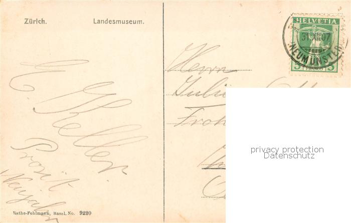 13781821 Zuerich ZH Landesmuseum Cadre photo Branches de sapin Carte du Nouvel An Zuerich