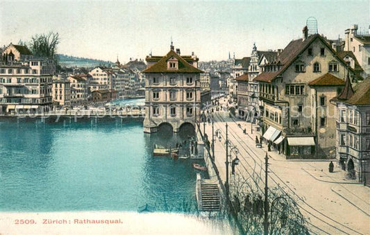 13781823 Zuerich ZH Pont Rathausquai Limmat Zuerich ZH