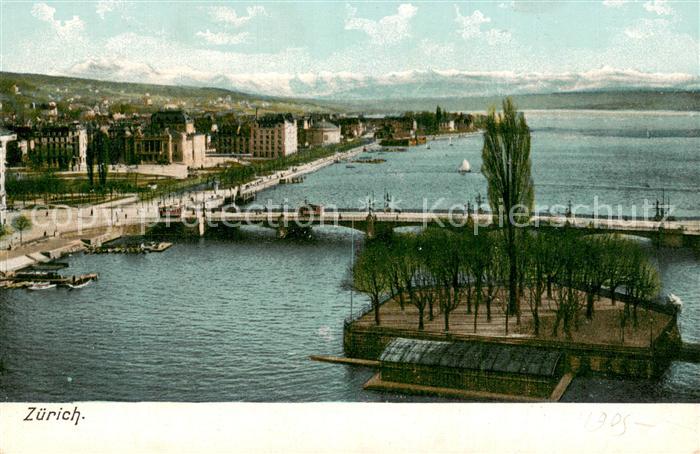 13781825 Zuerich ZH Limmat-Bruecke Zuerichsee Alpen